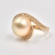 Golden South Sea Pearl and Diamond Ring in Gold