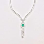 18k Gold Diamond and Emerald Luxurious Necklace