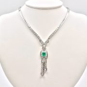 18k Gold Diamond and Emerald Luxurious Necklace