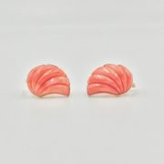 14K Gold Coral Leaf Design Earrings