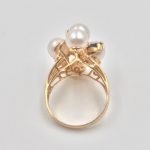 14k Gold Pearl and Sapphire Ring with Diamond Accents